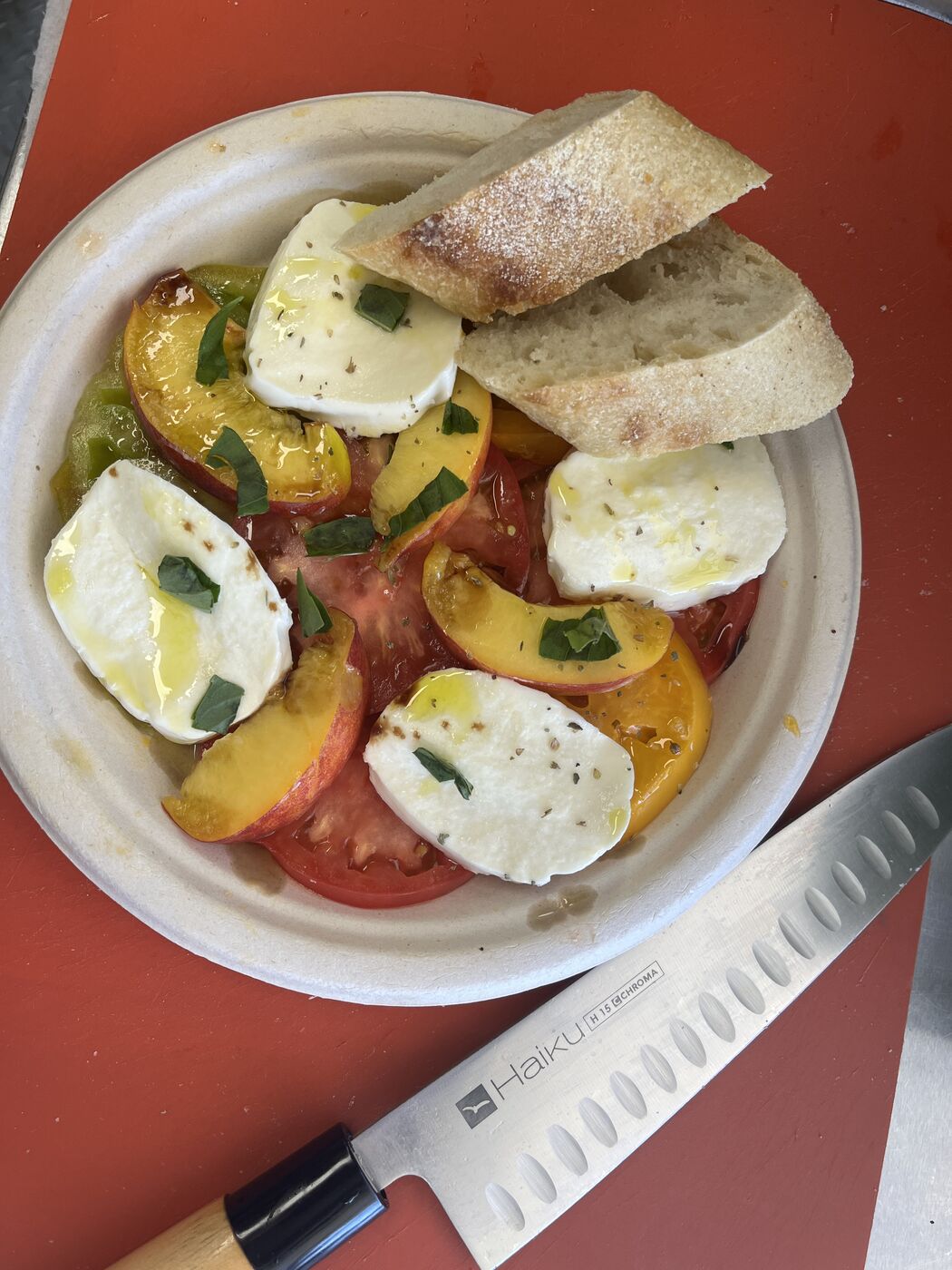 Heirloom tomatoes and mozzarella